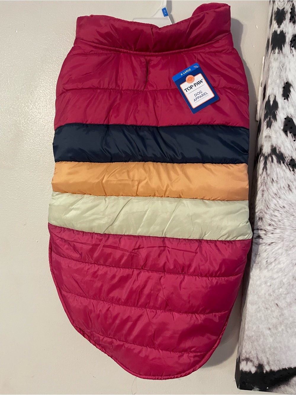 New Top Paw dogs Puffer Jacket animal coat winter attire size XL striped